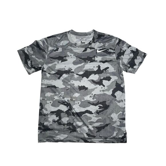 Nike Dri-FIT Camo Training T-Shirt Gray Black Men’s Size L Athletic Tee - Picture 1 of 3